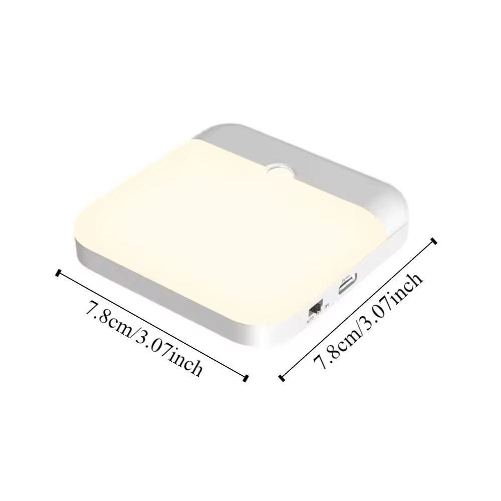 Square LED Night Light Rechargeable Wireless Motion Sensor Light Human Induction Large Smooth Surface Wall Lamp Toilet