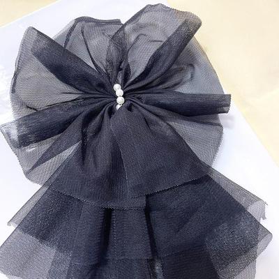 Vintage Large Mesh Bow Brooch Dual-Purpose Collar Pin Hair Clip For Women Tie Corsage Clothing Decoration Accessories
