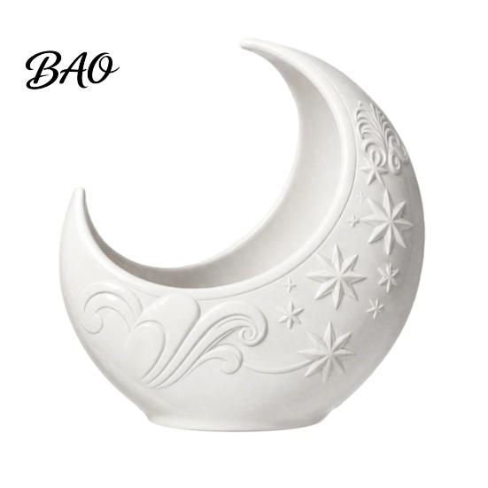 Stern Relief Blumentopf Halbmond Pflanzgefäß, Künstlerischer Pflanzenhalter, Elegante Klassische Farbe für Innen Außen Heimdekoration, Geschenk für Verliebte Rebenstruktur