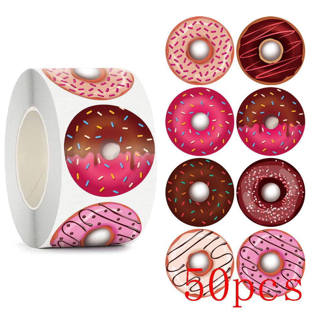 50-500Pcs Donuts Sticker 1Inch Colorful Kids Label Baking Store Decorations Classroom Teacher Encourage Student Reward Stickers