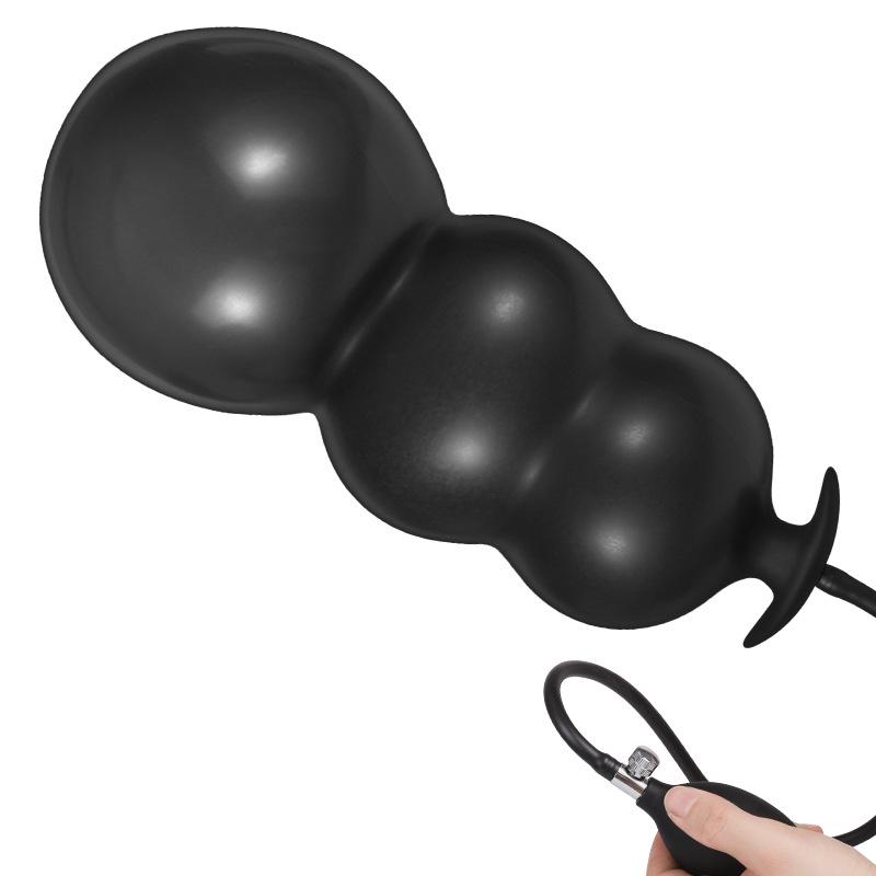 Extra Large Luminous Inflatable Anal Plug with Rolling Ball for Male/Female Use