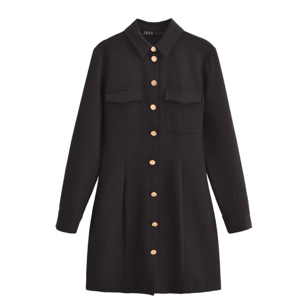 Women's 2024 Autumn European & American Style Slimming Crepe Mini Dress