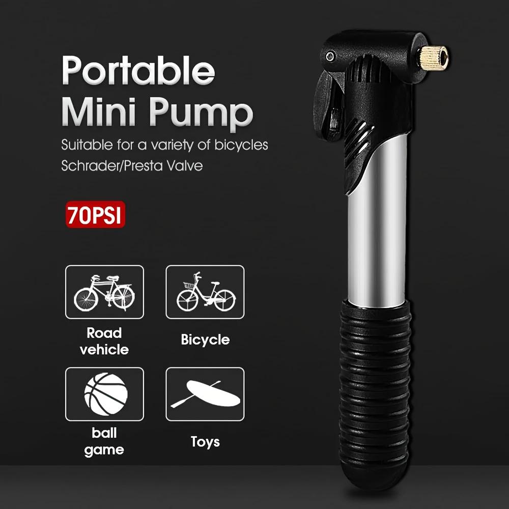 Portable 70PSI Aluminum Alloy 1pc Mini Folding Pump - Manual Inflator for Bicycles, Road Vehicles, Balls, and Toys