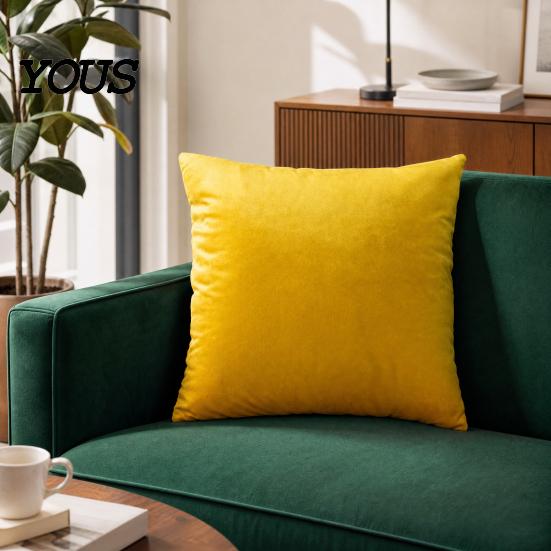 High-density Velvet Pillow Cover Solid Color Cover, Soft Plush Throw Case, 17.7x17.7 Inch Directional Smooth Cushion for Sofa, Bed, Office, Cozy Home