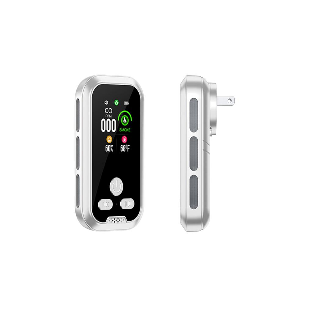Carbon Monoxide Detector Home Use Five-in-One Gas Sensor with Electrochemical Sensor for CO Smoke Temperature Humidity Measurement Plug-in Design