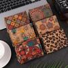 Retro Floral Pattern Short Wallet Ethnic Style Clutch Mobile Phone Bag Foldable Coin Purse with Card Slots