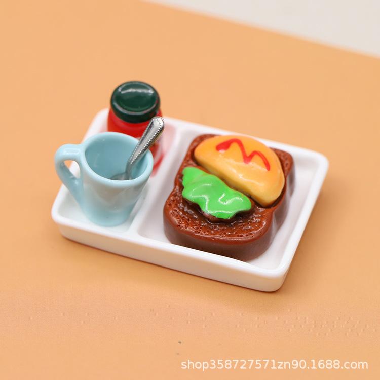 Dollhouse Doll House Miniature Toast Bread Jam Plate Food Play Simulation Scene Model Bo11 Ornament
