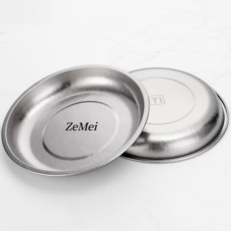Pure Titanium Silver-Gray Grilled Platter,Camping Heat-Resistant Home Fruit Plate Dinner Dishes Grill Tray Tableware,Kitchenware