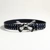 Unisex Gothicism Leather Belt Comfortable Elastic Waist Belt Stretchable Belt for Music Festivals