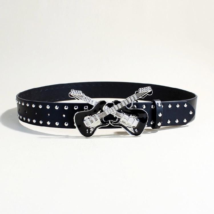 Unisex Gothicism Leather Belt Comfortable Elastic Waist Belt Stretchable Belt for Music Festivals