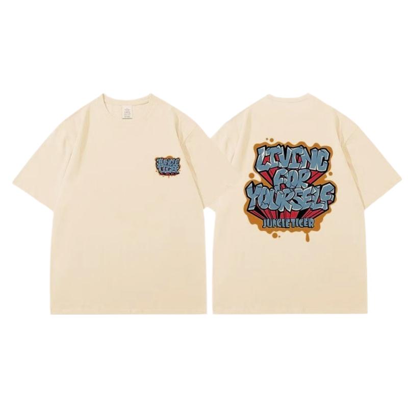 2025 Sommer und Herbst trendiges Hip-Hop-Print-T-Shirt locker und lässig kurzärmelig Herren und Damen Sportoberteil