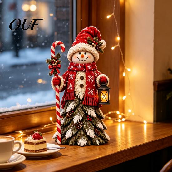 Christmas Witch Collectibles Santa Claus/Snowman/Witch Figurine with Tree Skirt Design, Table Centerpiece Indoor Party Ornaments for Christmas, Resin