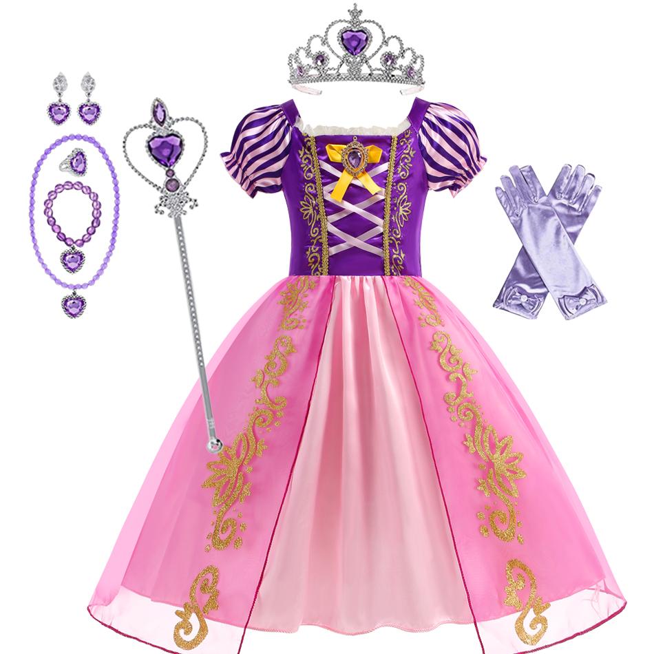 Mädchen Rapunzel Prinzessinnenkleid Rapunzel Kostüm Prinzessin Halloween Geburtstag Karneval Party Vestido Kinder Geburtstagskleid