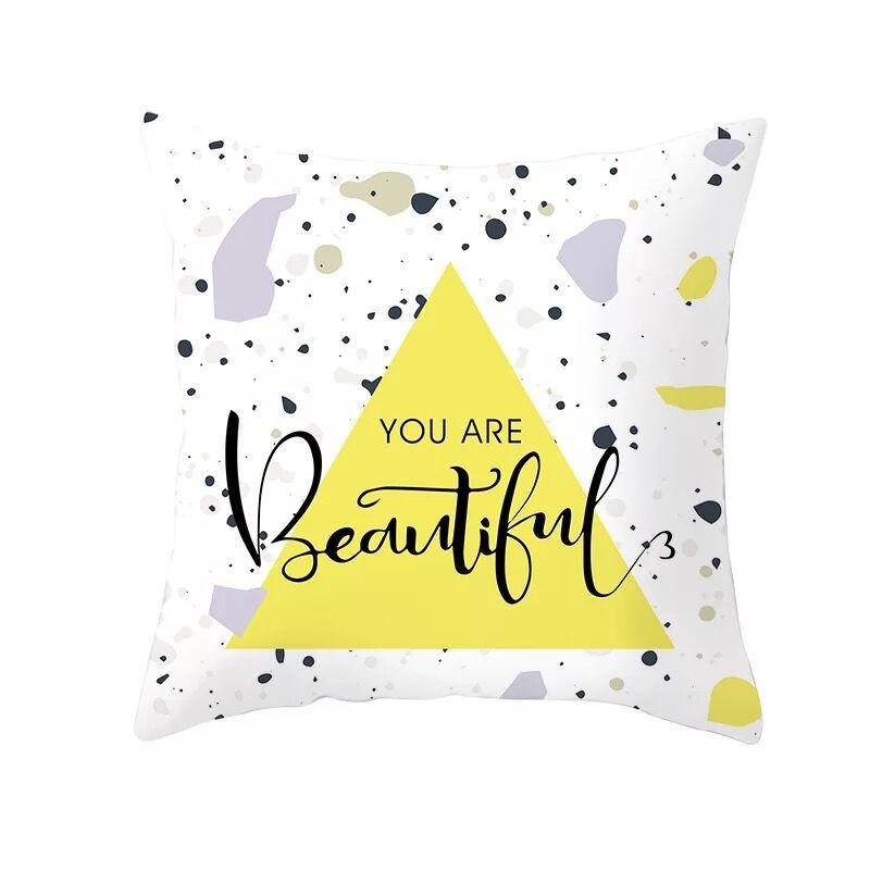 Nordic Yellow Geometric Pillowcase Home Sofa Pillow Cushion Cover