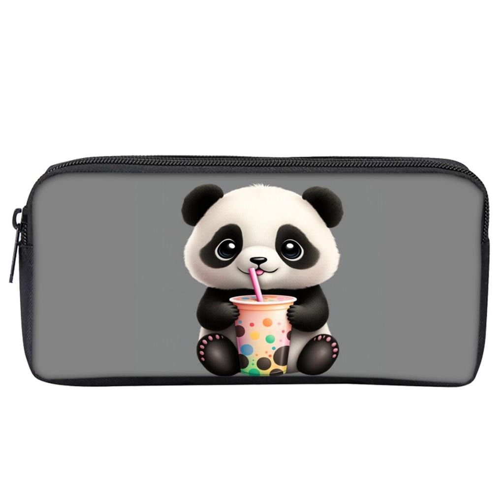 Panda Bambus Muster Einlagige Federtasche für Jungen/Mädchen Beste Geschenke 2D Flache Cartoon Schulsachen Federmäppchen für Kinder