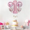 Set of Pink Number 1 Birthday Balloons