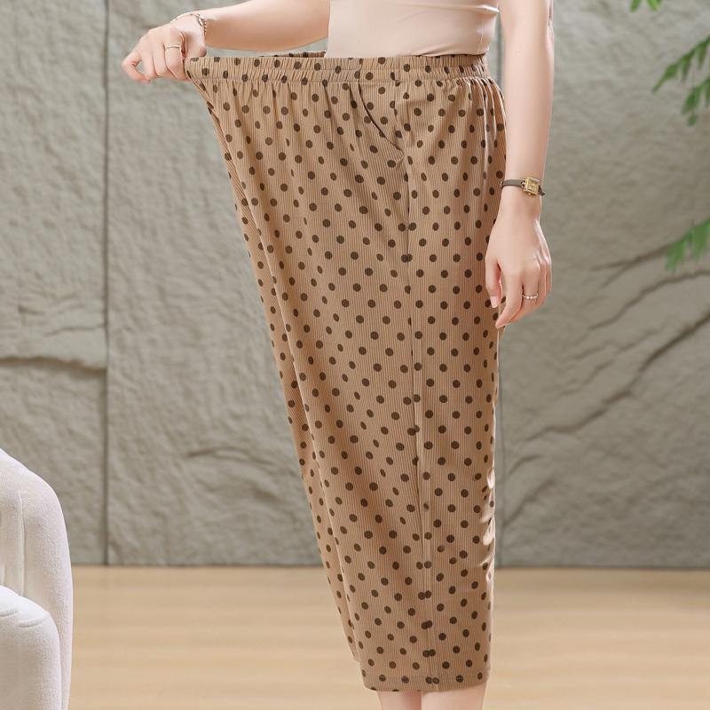 Completo estivo da donna taglie forti in 2 pezzi, set casual con top in seta ghiacciata e pantaloni capri (3XL-7XL)