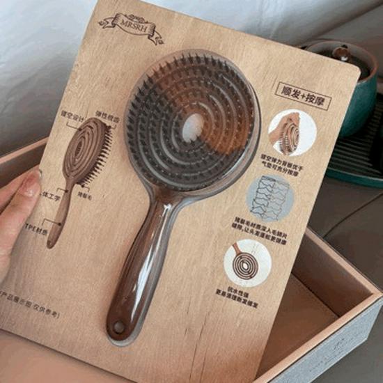 

Hollow Boar Bristle High Crown Vented Hair Styling Comb - Portable and Stylish