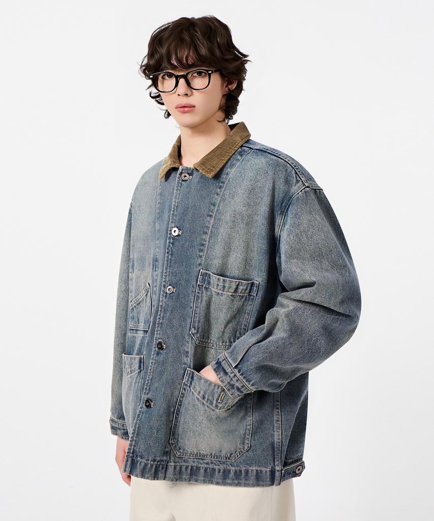 Dimitri Black French Work Jacket_Denim Dust Indigo
