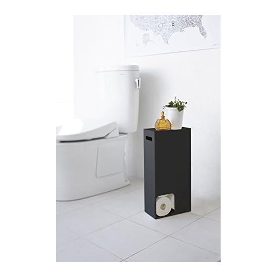 Yamazaki Jitsugyo Toilet Paper Stocker Black Approx. W23XD12.5XH48cm Tower Toilet Storage Shelf Rack 3456