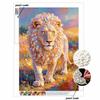 Pearl painting kit, 5D pearl shaped diamond majestic lion painting kit suitable for home living room, bedroom, study room and wall art gifts