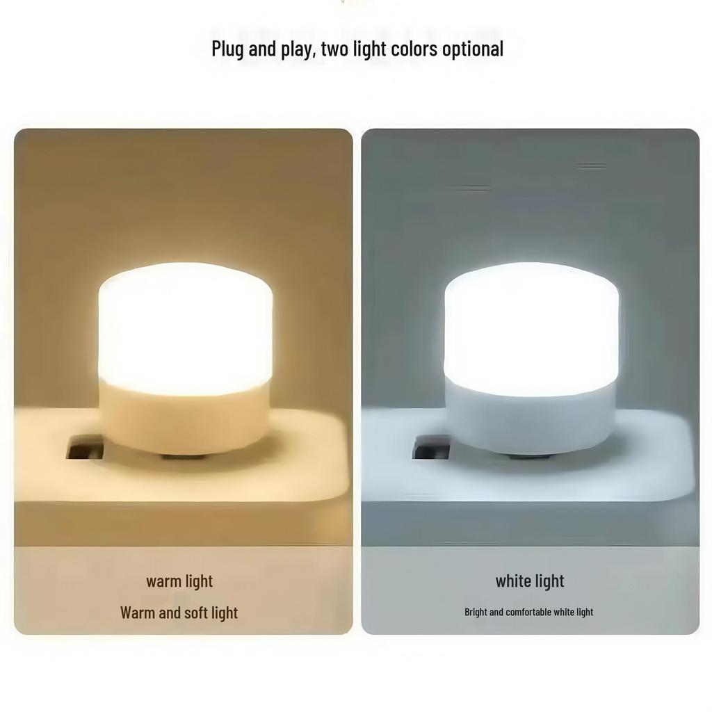Super Bright USB Eye Protection Mini LED Night Light, Portable Plug-in, Ideal for Dorms with Power Bank Compatibility