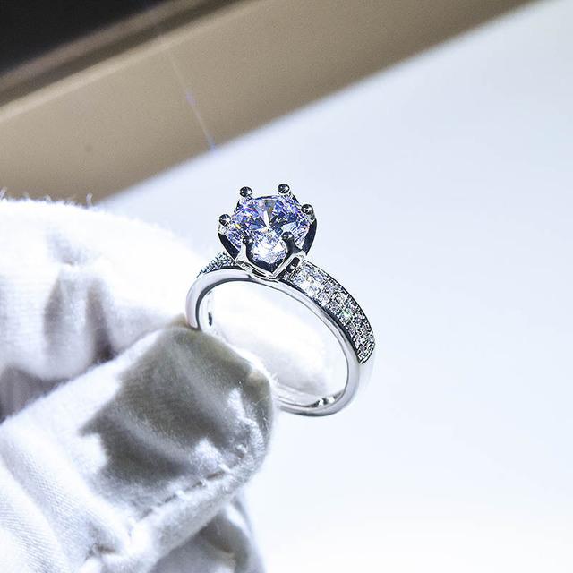 

100 %S Color Rings Natural Anillos De Bizuteria White 2 Carats Diamond Anillos Mujer For Women Pave Setting JewelryTrendy Rings Resizable