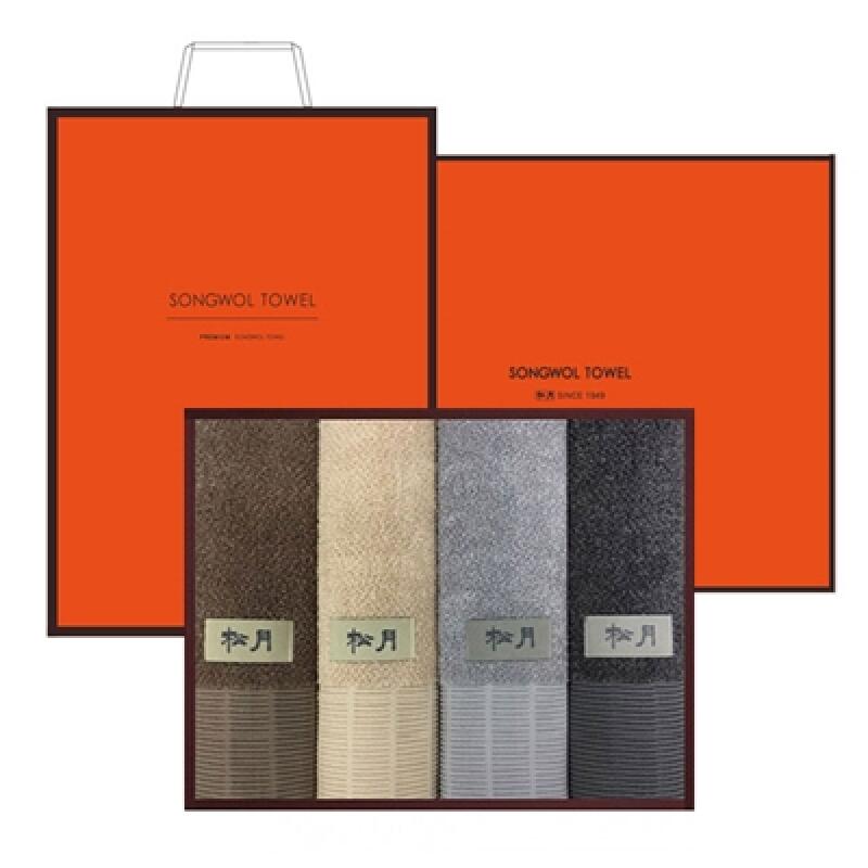 Songwol New Luxury 195g Bamboo Yarn Blended Yarn 4-Piece Towel Set Dark Gray 1 set