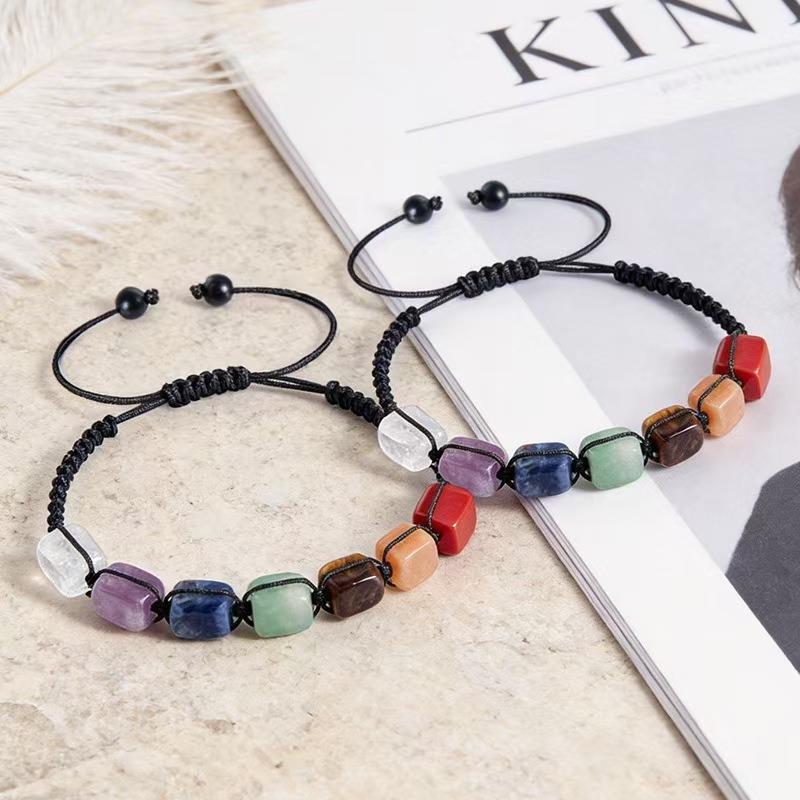 Adjustable Handmade Woven Natural Stone Crystal Beaded Bracelet
