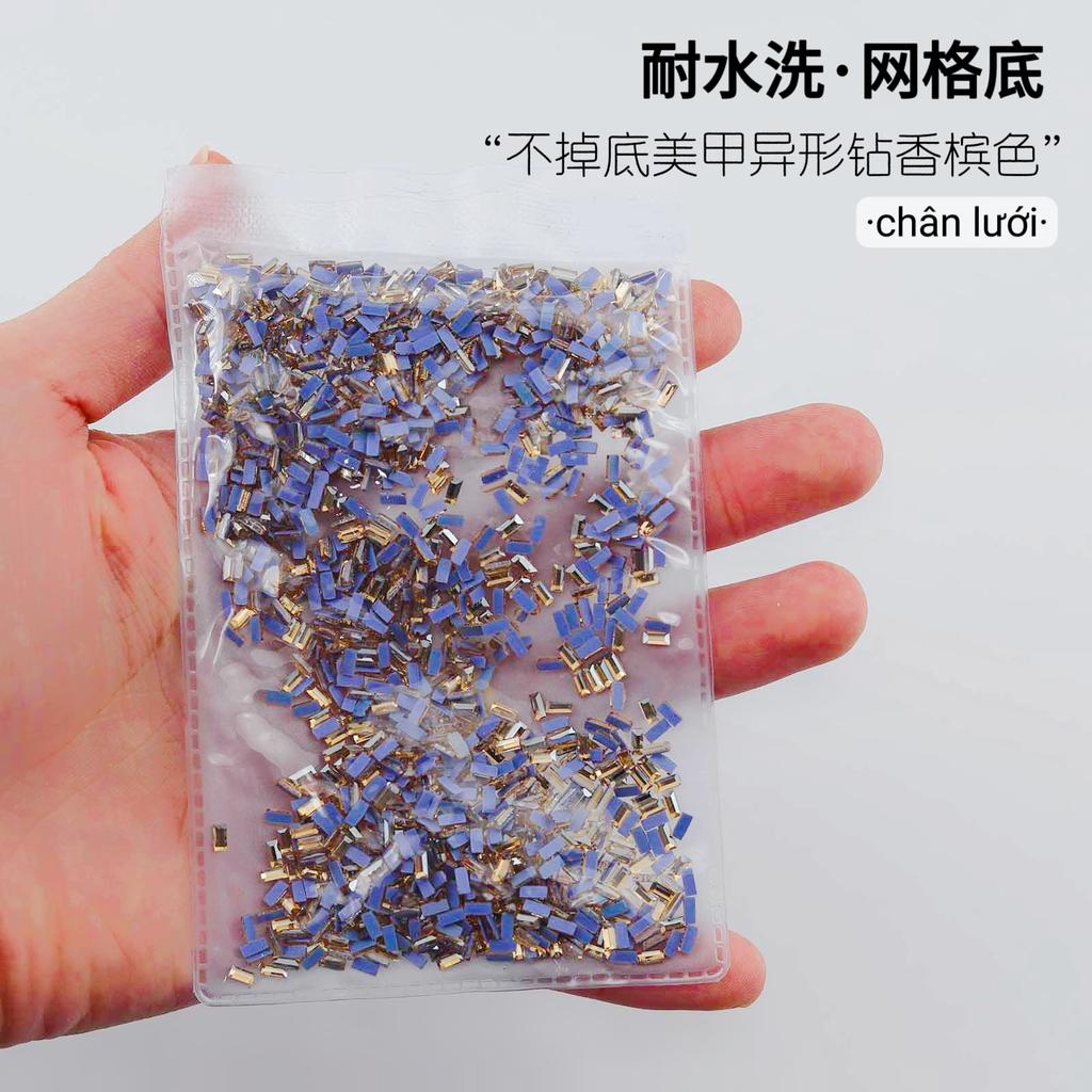 Mesh Bottom Nail Art Diamond, Champagne Special-Shaped Diamond, Small Size, No Bottom Nail Drill, Washable Flat Bottom Special-Shaped Whole Batch