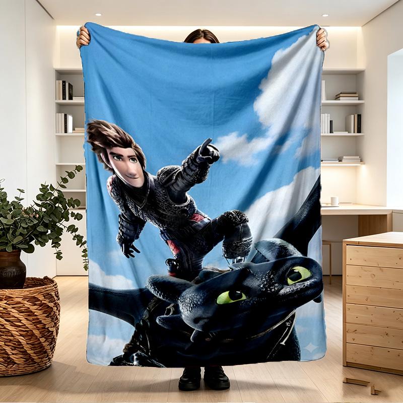 How to Train Your Dragon Print Blanket - Soft & Comfortable, for Bedroom, Travel, Sofa, Home Decoration - Birthday Christmas Gift for Friend