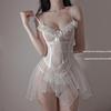 Plus Size Sheer Princess Nightgown - Sexy Fishnet Strappy Style for Small Chest