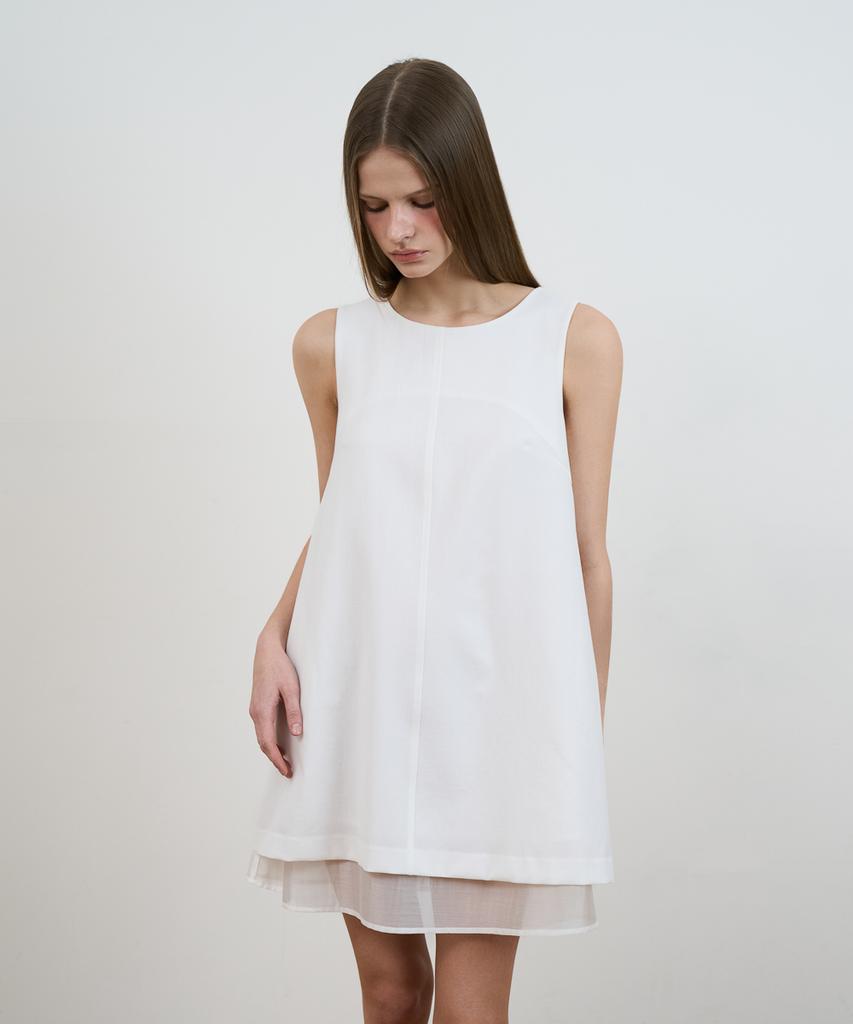 Dehebe Layered Chiffon Mini Dress [Ivory]
