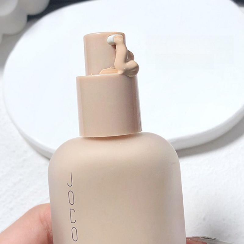 JOJO Gauze Beauty Liquid Foundation, Pump Design Lightweight Concealer Foundation, Long Lasting Oil Control Matte Base Makeup for Daily Face