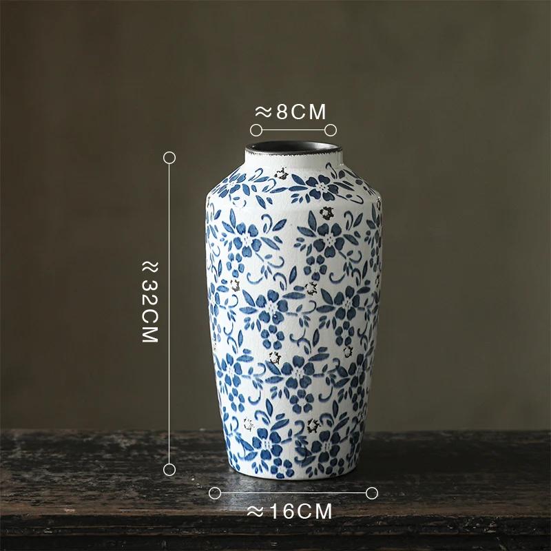Blue and White Porcelain Vase Hydroponics Ceramic Flower Pots Desk Decoration Flower Arrangement Vases Room Aesthetic Decor