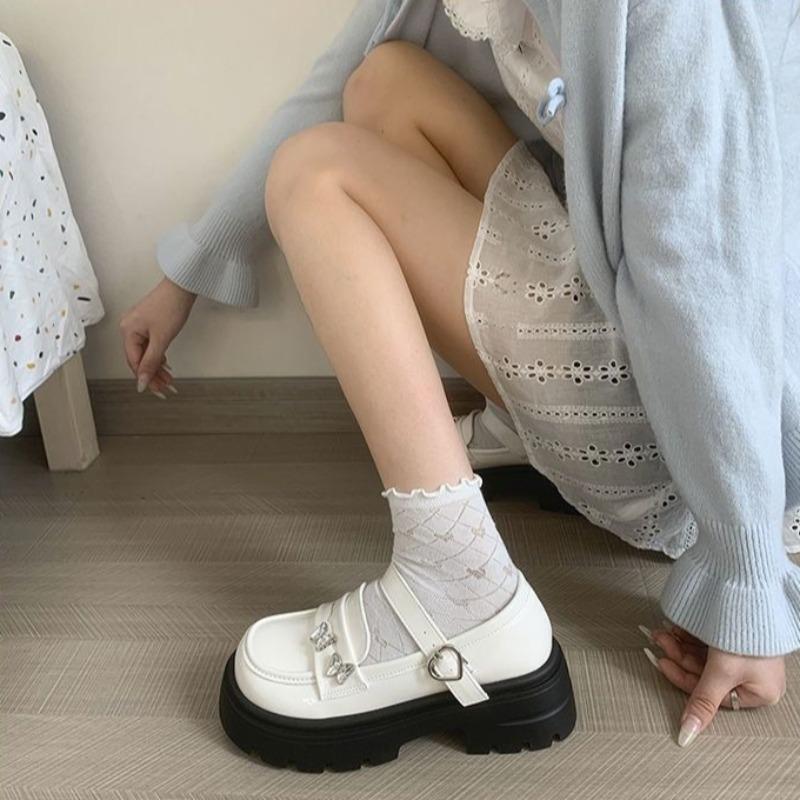 Fashion French Sweet Girl Lolita Mary Jane Shoes Fashion Princess Cute Bow Women Shoes Outdoor No Slip Increased Casual Footwear Loafers