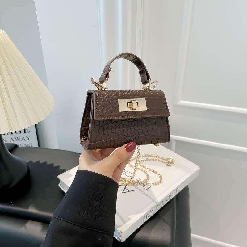 Solid color texture stone pattern fashionable new retro temperament simple summer casual shoulder portable small square bag