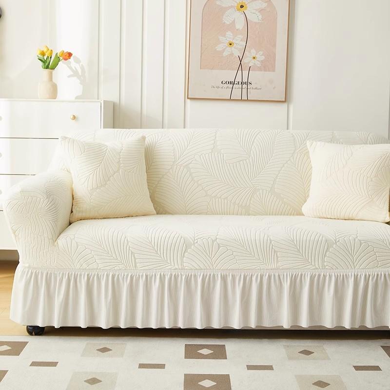 New Skirted Sofa Cover All Purpose  Four Season Anti Cat Scratch  Straight Row Three Seat Sofa Cover Cloth