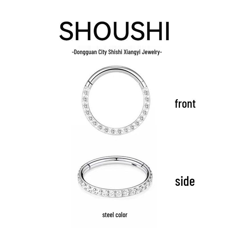 Cross-border Stainless Steel 316L Zircon Inlaid Body Piercing Jewelry: Nose Rings, Earrings, and Cartilage Studs.