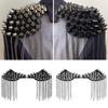 New Fashion 1 Pair Chain Tassel Rivet Shoulder Pad Brooch Punk Tassel Metal Epaulet For Women Men