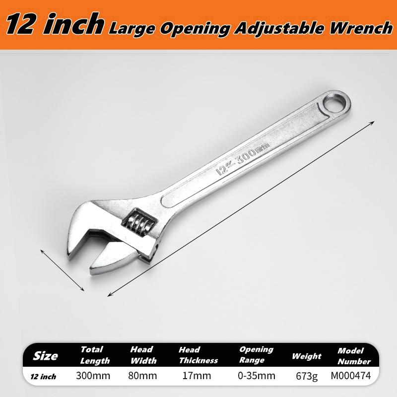 Adjustable Wrench Large Opening Long Universal Spanner Clamp Wrench Motorcyle  Repair Tools Steel Mechanical Workshop Motor
