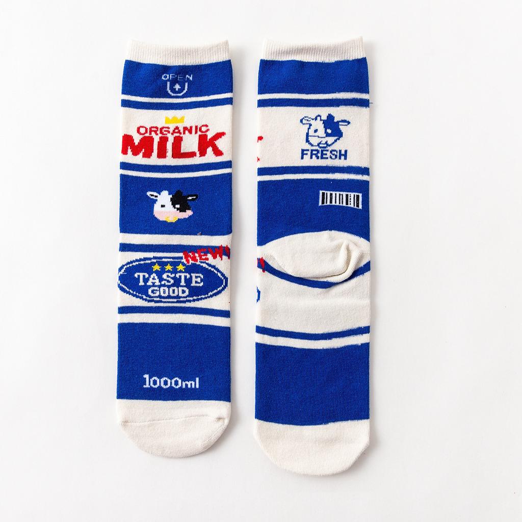 Funny Harajuku Women Casual Cartoon Fruit Sock Hot Sale Banana Avocado Lemon Egg Cookie Donuts Colorful Japanese Skateboard Sock