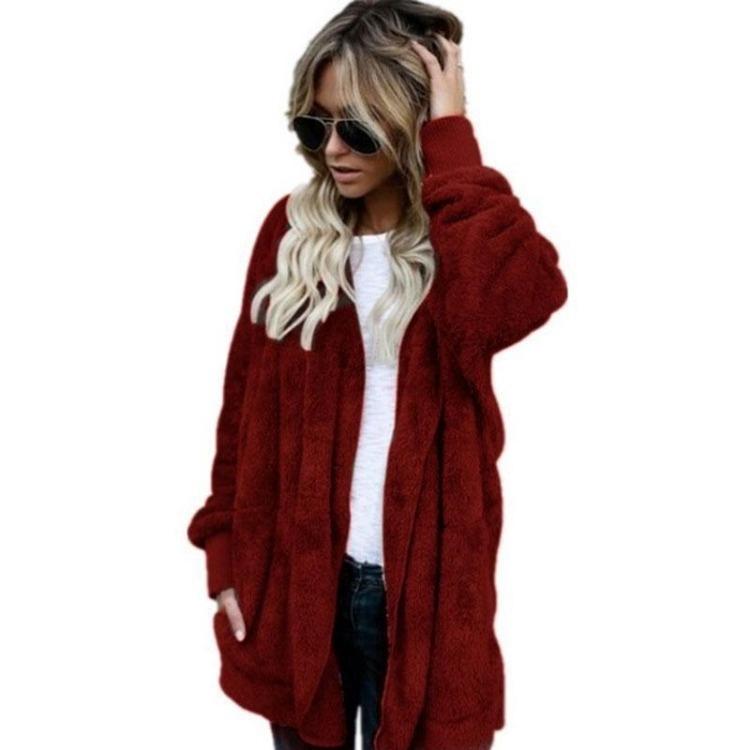 Women's Winter Warm Hooded Cardigan Long Sleeve Comfortable Hoodie Coat Fashion Windbreaker for Lady