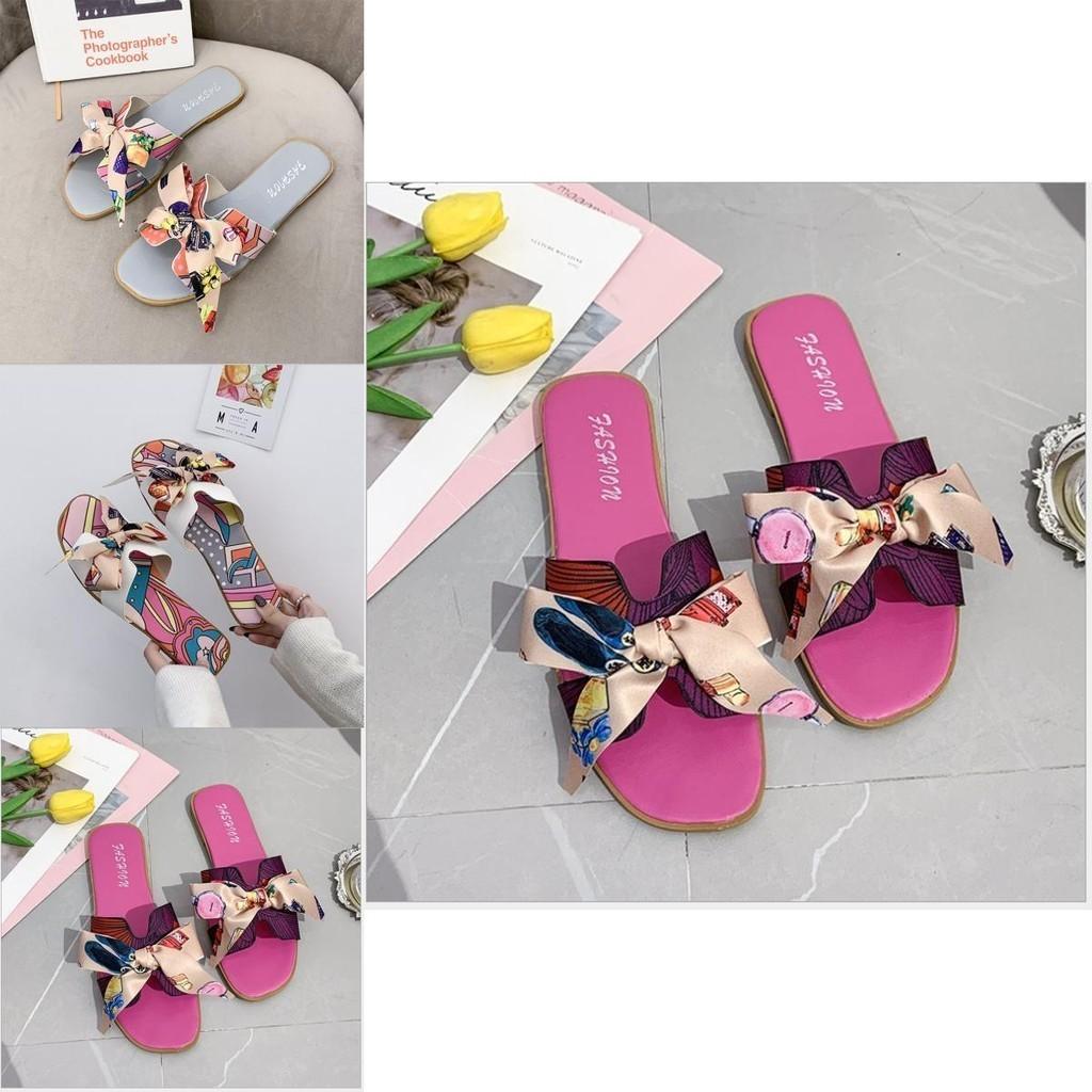 Durable Women's Bow Sliders Silky Butterfly Sandals For Effortless Summer Comfort
