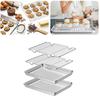 Stainless Steel 4pcs Baking Tray Rack Bbq Roaster Oven Cooling Rack Square Sheet