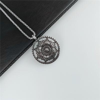 Nový mýtický prívesok geometrický kvet obojstranný náhrdelník z nehrdzavejúcej ocele retro personalizovaný náhrdelník s príveskom