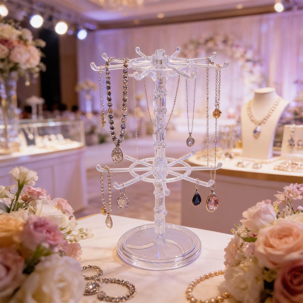 2 Tier Rotating Jewelry Display Stand Necklace Bracelet Ear s  s Watches Keychains Holder   Acrylic Jewelry  