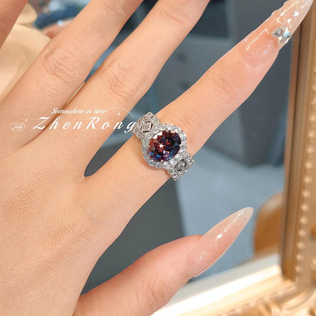 Classic Luxury Aaa Zirconia  Color Jewelry Sets For Women Elegant Pink Cz Pendant Necklace Rings Female Anniversary Gift