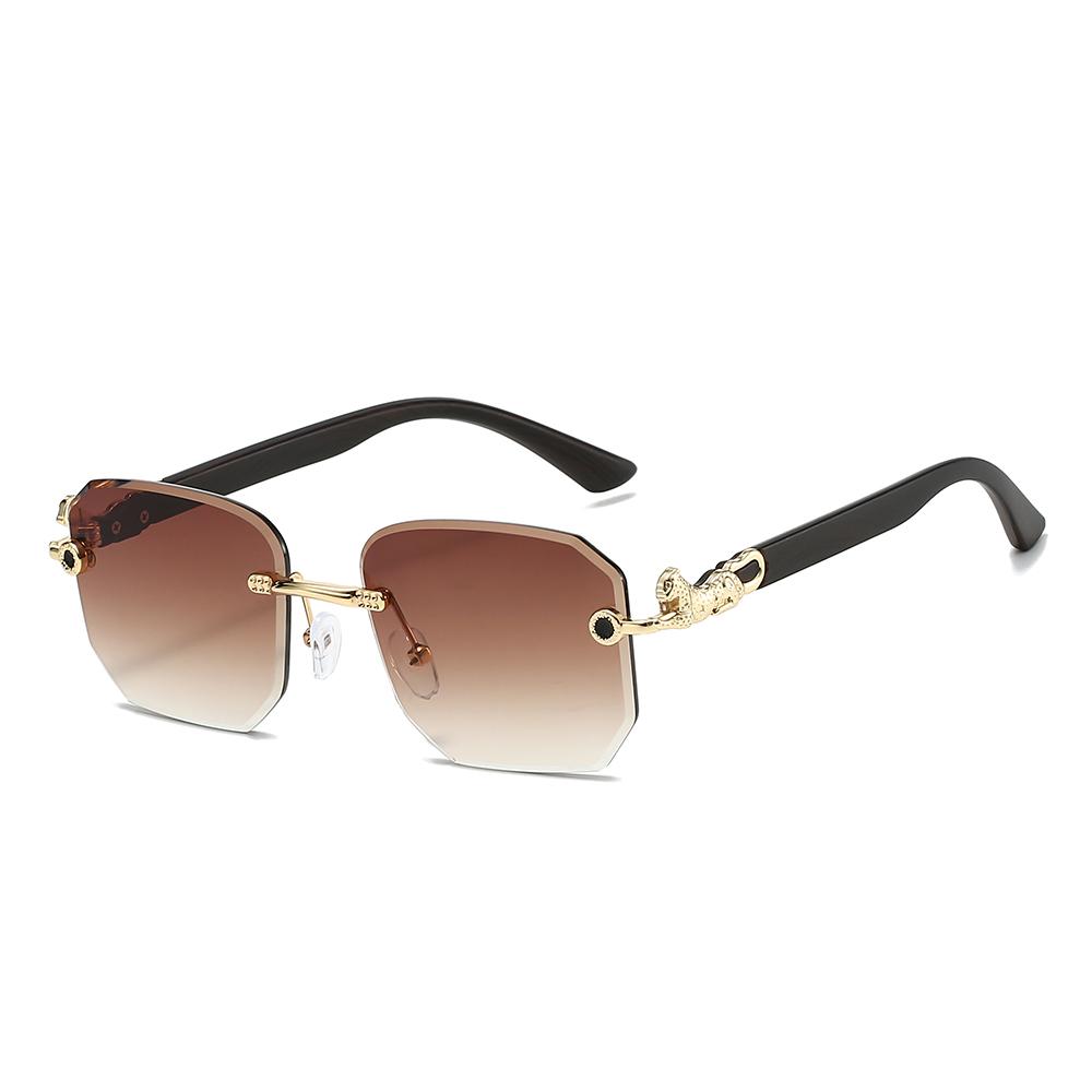 KAMMPT Lunettes de soleil carrées sans monture Homme Mode Dégradé Multicolore Décor Nuances Femme Tendance Chic Design Marque de Luxe Lunettes de soleil