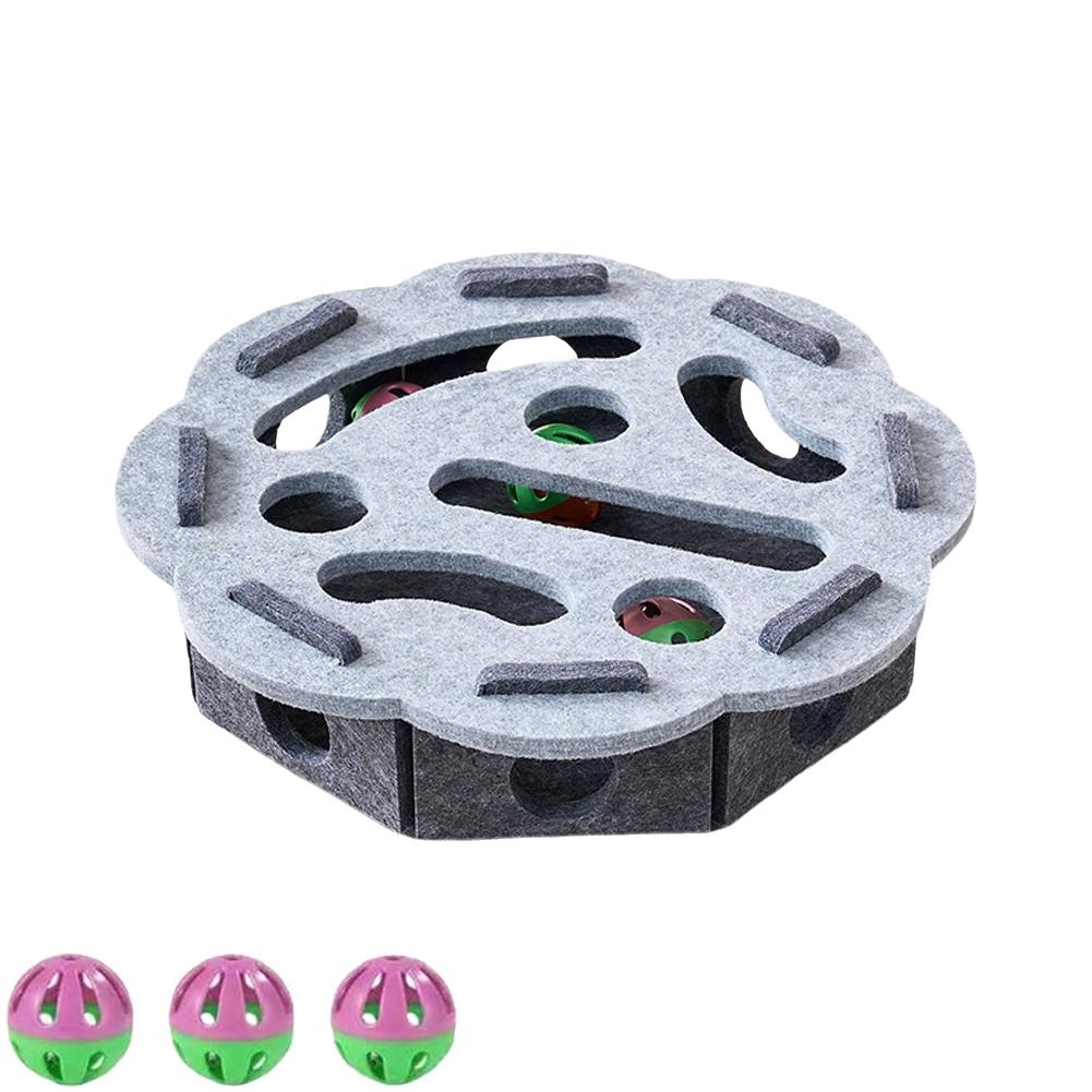 Pet Cat Puzzle Maze Holes Toys Felt Box With Bell Ball Kitten Playing Toys Interactive Funny Cat Supplies